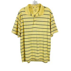 Golden Bear Polo Shirt Sz L Golf Casual Performance Yellow Stripe Jack Nicklaus